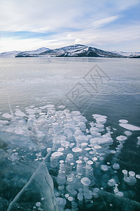 冰冻背景素材冰面上美丽的气泡背景