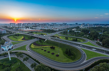 郊区夕阳北京郊区立交桥日落风光背景