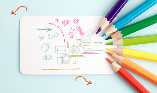 学生与教材色彩斑斓的画笔总能创造出五颜六色的想法设计图片