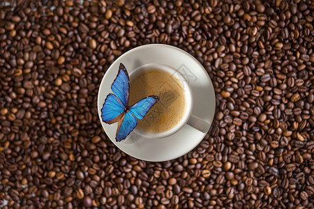 美味的咖啡褐色简约蝴蝶高清图片