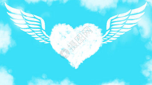 爱心天使天空创意云朵-爱心翅膀背景