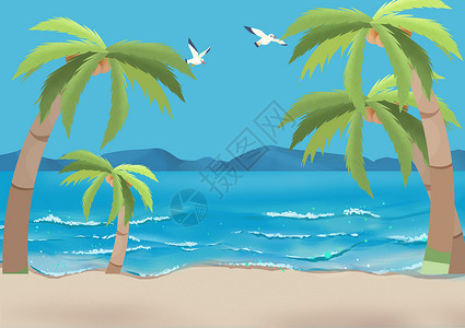 大海有树素材你好夏天度假海报设计图片