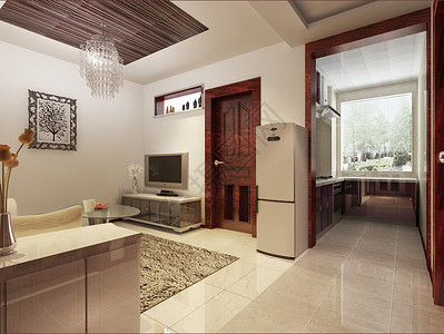 3d地砖素材小户型客厅厨房效果图背景