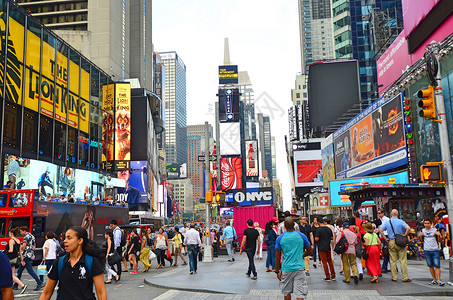 广场大屏幕美国纽约繁华街道背景