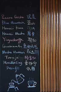 粉笔画食物咖啡店的黑板背景