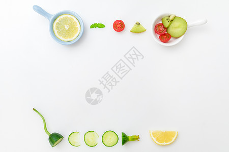 新鲜水果创意平铺摄影背景图片