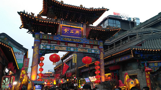 美食街街景中国元素食品街高清图片