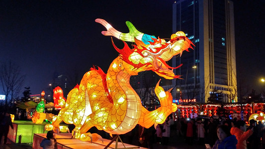 中国梦龙素材龙形花灯背景