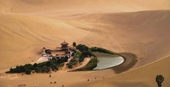 月牙泉图片鸣沙山月牙泉背景