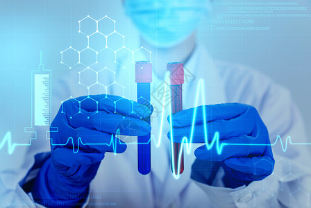 分子蛋白手中的医学设计图片