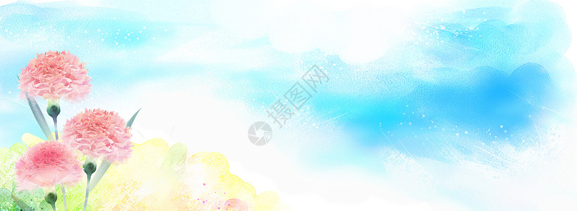 蓝海中白云banner背景设计图片