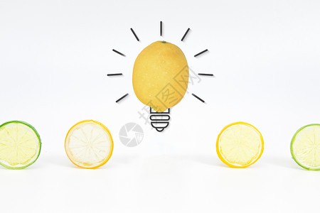 柠檬灯泡灯泡里的水果高清图片