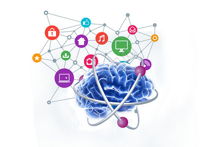 电子产品图标大脑里的知识决定网络通讯沟通设计图片