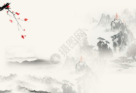 重庆古镇风景水墨画山水设计图片