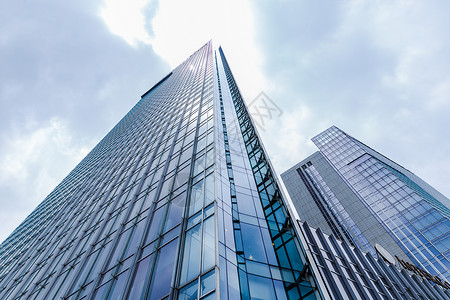 蓝色高楼上海浦西大气商务大楼建筑背景