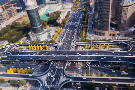 北京 堵车北京国贸桥CBD车流繁忙背景