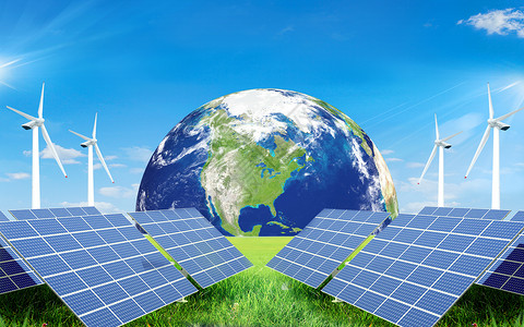 绿色地球艺术字能源海报设计图片
