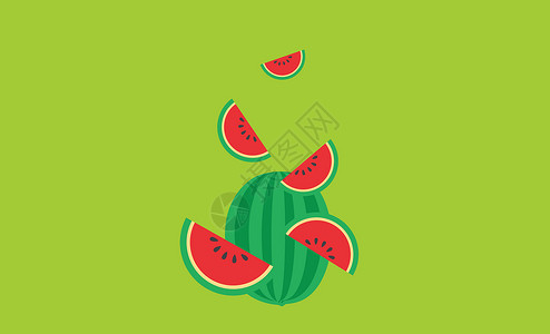 水果西瓜手绘夏天背景设计图片