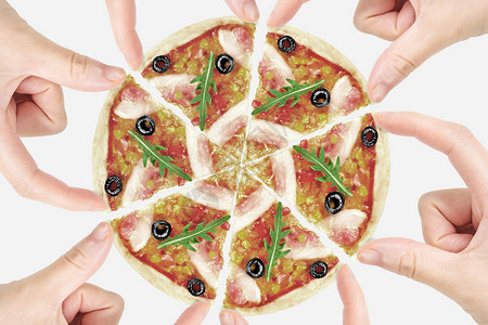 披萨托盘平均分配共享经济设计图片