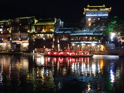 凤凰古城 夜景背景图片