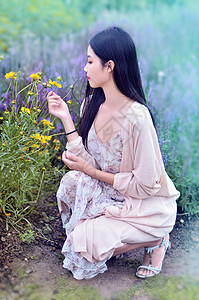 上海薰衣草园的美女写真高清图片