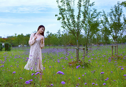 莫斯利安上海薰衣草园的美女写真背景