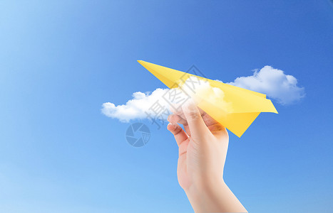 蓝色励志纸飞机蓝天梦想设计图片