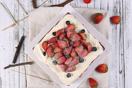 面包和草莓美味的草莓蛋糕背景