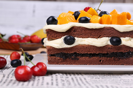 小清新甜品摄影巧克力蛋糕背景