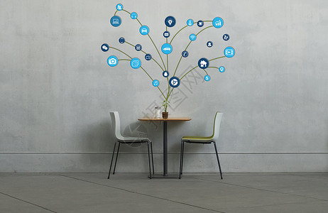 圆桌图标树上的科技设计图片