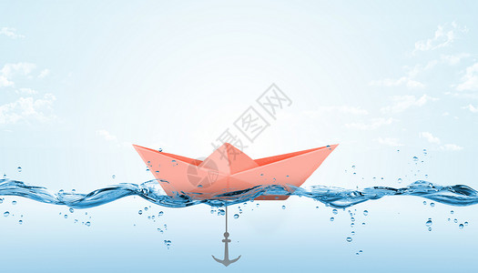 纸船与锚商业手段高清图片