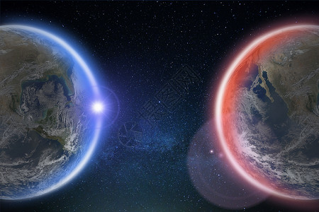 水星记蓝色红色发光地球背景设计图片