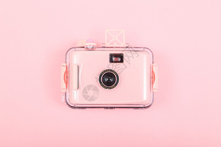 胶卷素描素材粉色相机背景