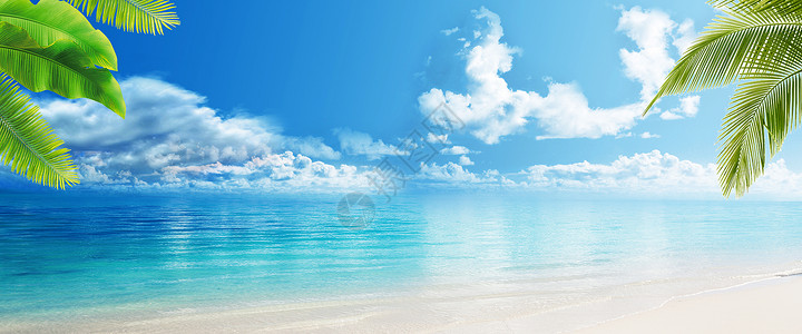 地中海风景大海沙滩海报设计图片