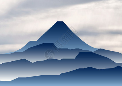 火山矢量风景山川素材插画