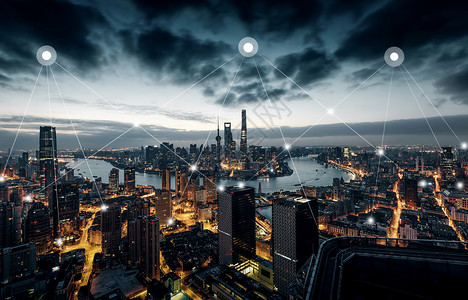 乌云夜景城市科技设计图片