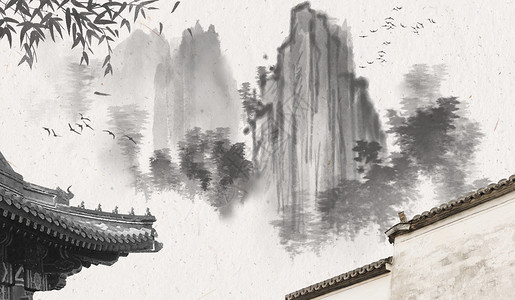 江南建筑风景中国风背景设计图片