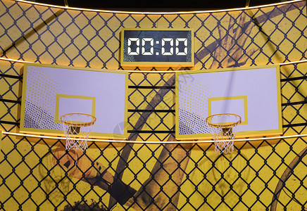 篮球篮框并列并排创意素材背景图片