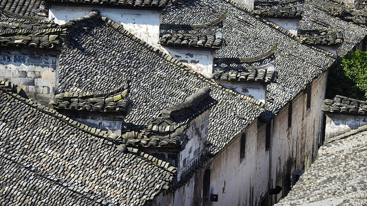 白墙屋顶古建老房子屋顶背景