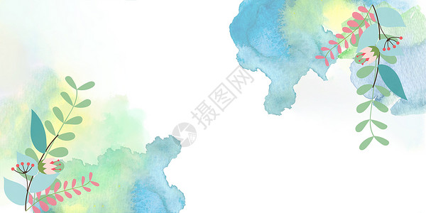 水彩野花植物banner设计图片
