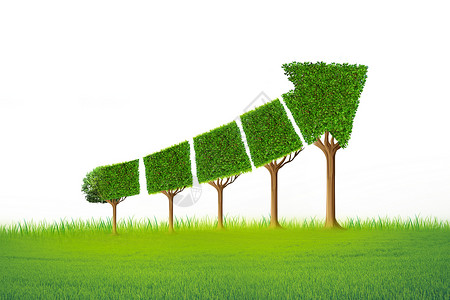 切割树篱创意箭头树木经济图表和生态或生态发展的概念设计图片