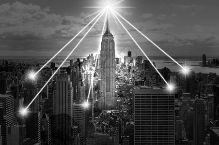 太阳黑白城市科技背景设计设计图片