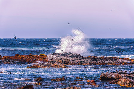 冲击海浪南非好望角海滩背景