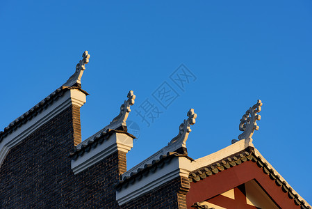 仿古石房子蓝天仿古建筑飞檐背景