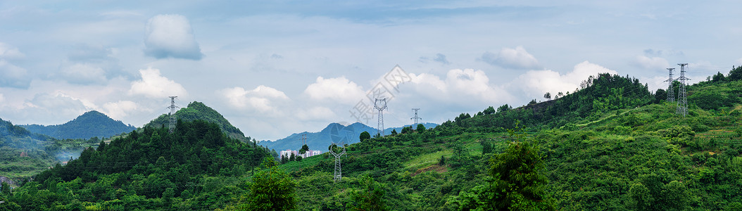 绿色山脉山川山岭全景背景图片