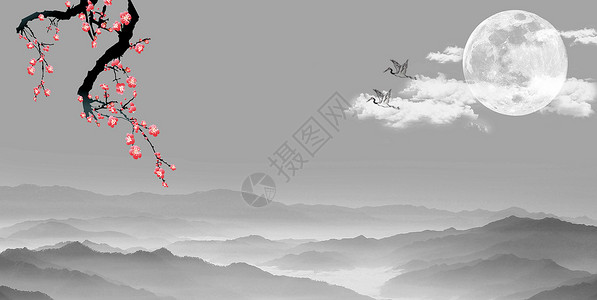 清新文艺风格海报设计中国风背景素材设计图片