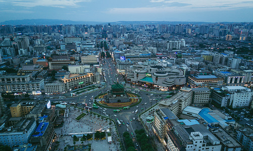 西安都市西安钟鼓楼地标背景