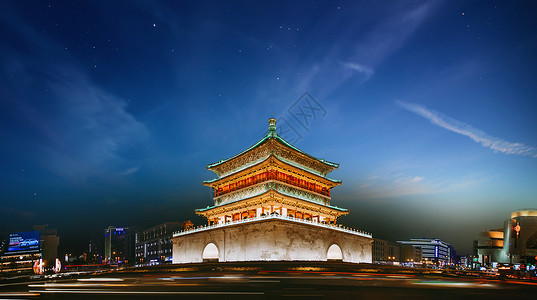 西安小寨钟楼鼓楼 城市地标背景