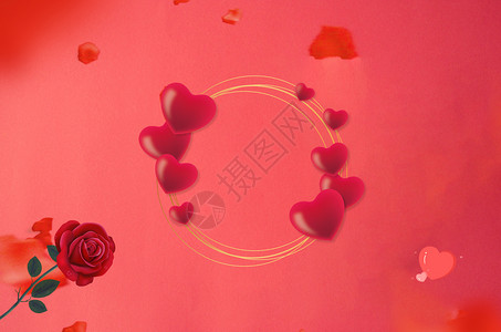 花瓣字母浪漫情人节背景设计图片