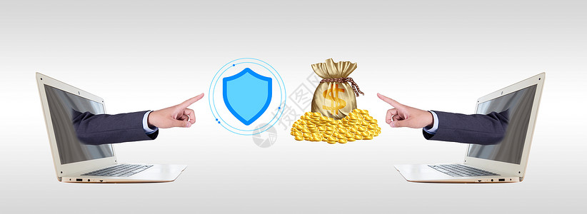 蓝色吊瓶袋科技金融安全设计图片